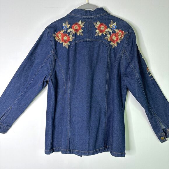 ORIGINAL ANTTHONY Jacket Womens L Dark Denim Western Floral Embroidery Vintage - Picture 3 of 11